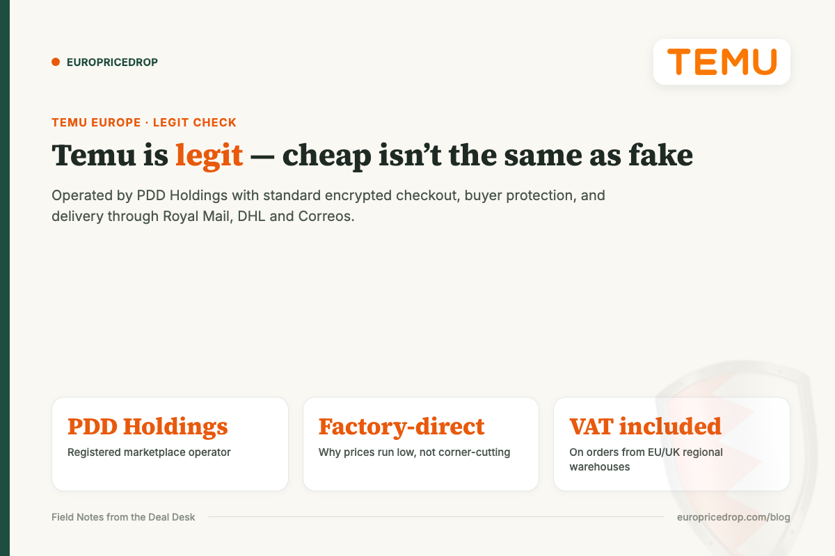 Temu is legit โ cheap isn't the same as fake: PDD Holdings ownership, factory-direct pricing, and VAT included on EU/UK warehouse orders