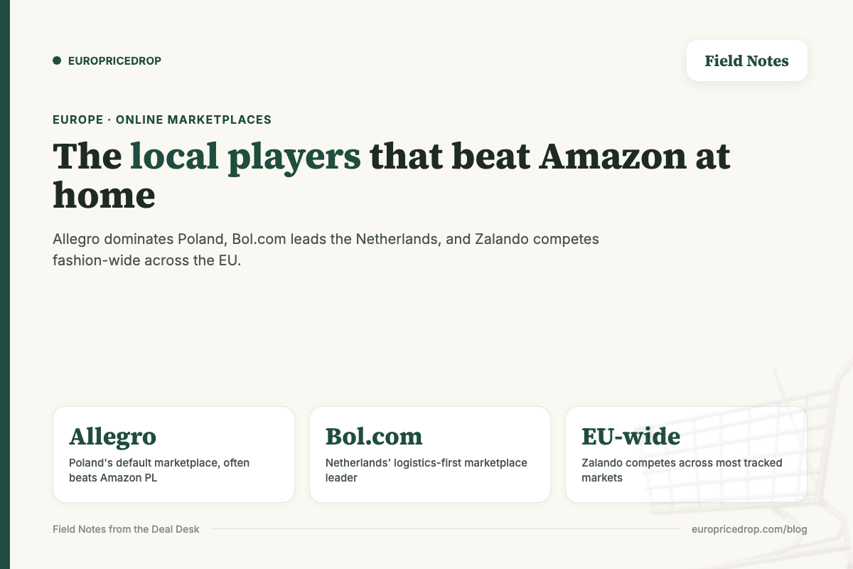 The local players that beat Amazon at home: Allegro dominates Poland, Bol.com leads the Netherlands, Zalando competes fashion-wide across the EU